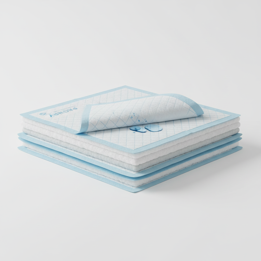 Disposable pet diaper pads stacked neatly showing absorbent layers