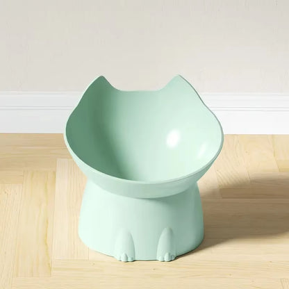 1Pc Whiskerware Elevated Cat Bowl, Anti-Tip Plastic Raised Pet Feeding Dish with Tilted Edge, Neck Protection Kitty Food